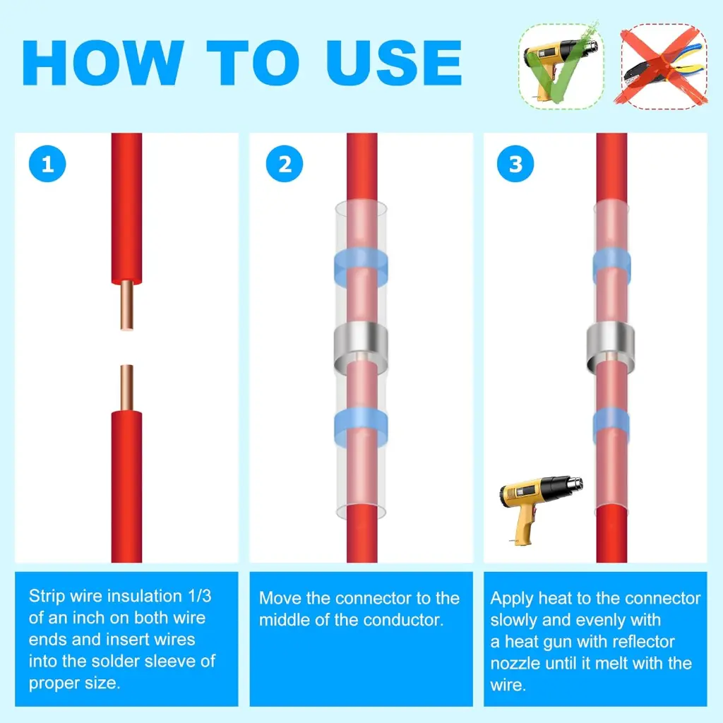 connecteurs de fil à souder thermorétractables étanches isolés pour marin, avion, bateau, camion, stéréo, joint 1.webp