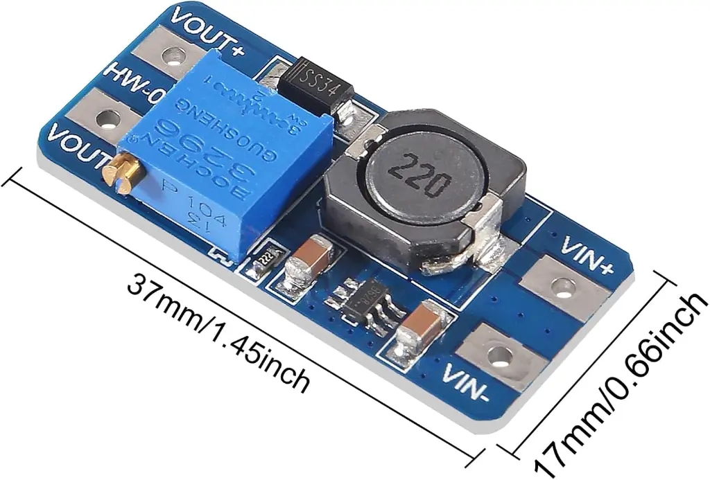 MT3608,  2V-24V to 5V-28V, DC-DC Boost Converter 2A Adjustable Step Up Module Voltage Regulator Board_2.webp