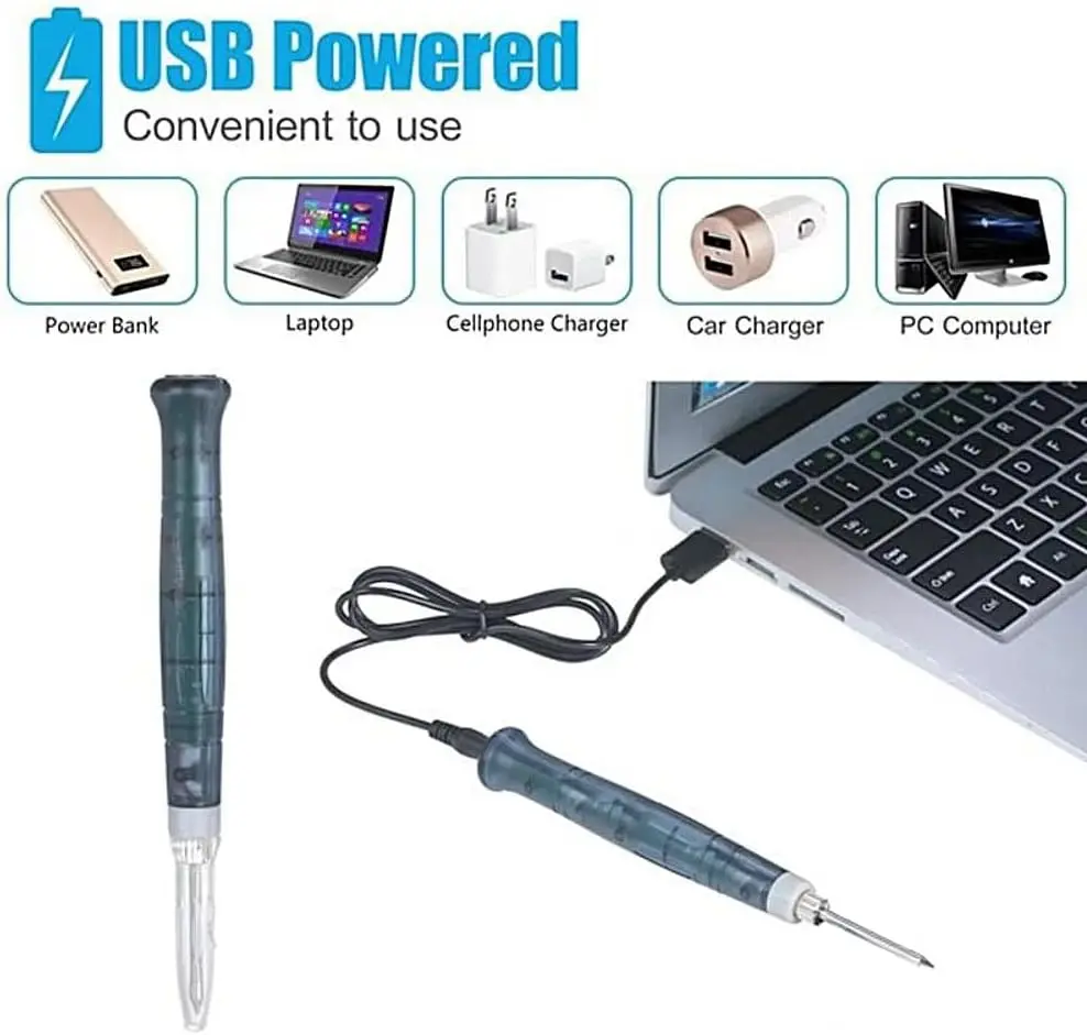 Fer à souder USB en forme de stylo 5 V 8 W, Kit d'outil de soudure portatif à chauffe rapide – Compact pour réparation électronique, projets DIY, bijouterie et PCB (ingénieursbricoleurs)3.webp