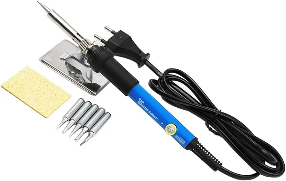 Fer à souder électrique à température réglable 220 V 110 V 60 W 80 W Station de soudure de reprise Pistolet chauffant Pointes Outil de réparation - (Puissance _ Version prise EU 220 V  Couleur _ Kit fer 60 W)2.webp