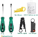 Network Tool Kit Professional Network Maintenance LAN Cable Tester, RJ45 Crimper 9 in 1 Repair Tools RJ45 Crimp Tool, 8P8C RJ45 Connectors, Cable Tester, Screwdriver, Stripping Pliers 6.webp