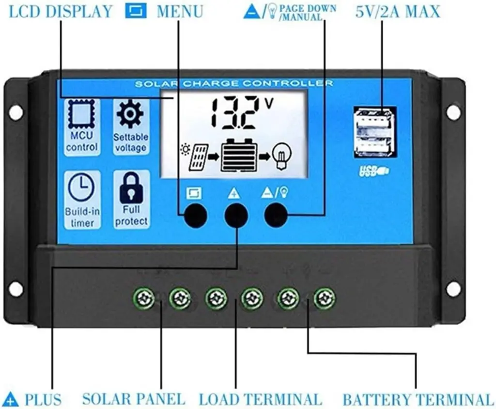 10A 20A 30A, compatible with 12V 24V, Automatic Solar Charge Controller with LCD for Solar Panels_3.webp