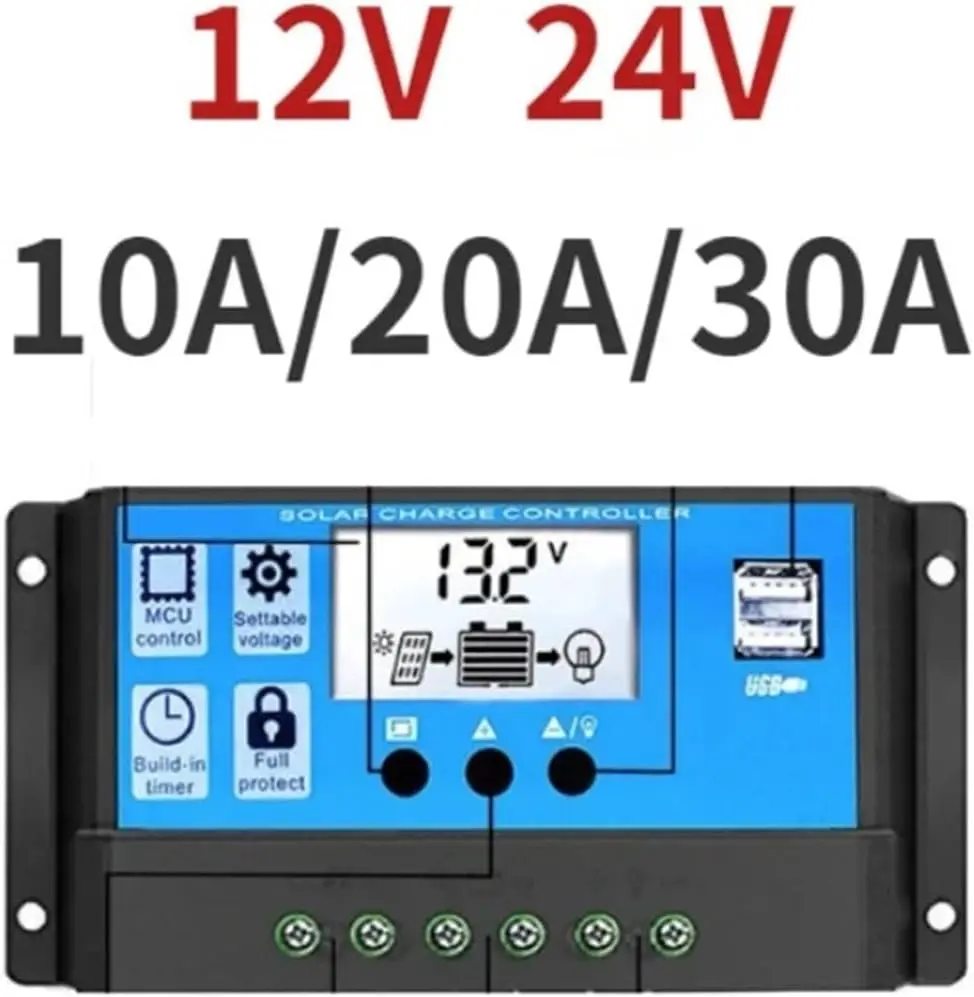 10A 20A 30A, compatible with 12V 24V, Automatic Solar Charge Controller with LCD for Solar Panels_2.webp