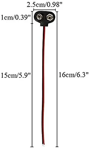 9V Connecteurs de Clip de Batterie PP3 Connecteur de Batterie à Pression T-Type Snap de Batterie en Plastique avec 150 mm Câble Volant 4.webp