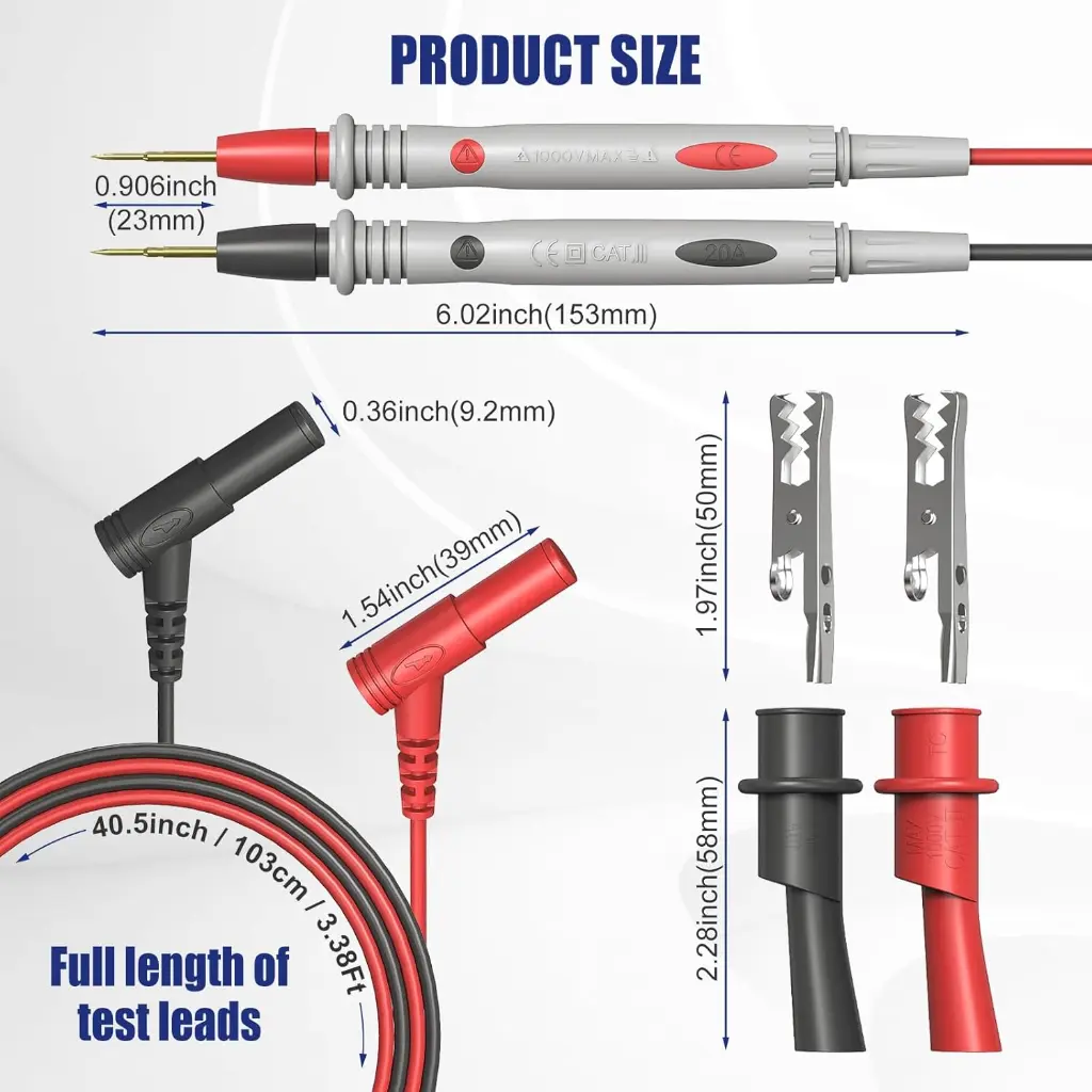 Test Leads 20A Ultra-Sharp Gold-Plated Test Probes, Test Leads Kit, Silicone Meter Leads for Multimeter and Automotive Testing1.webp
