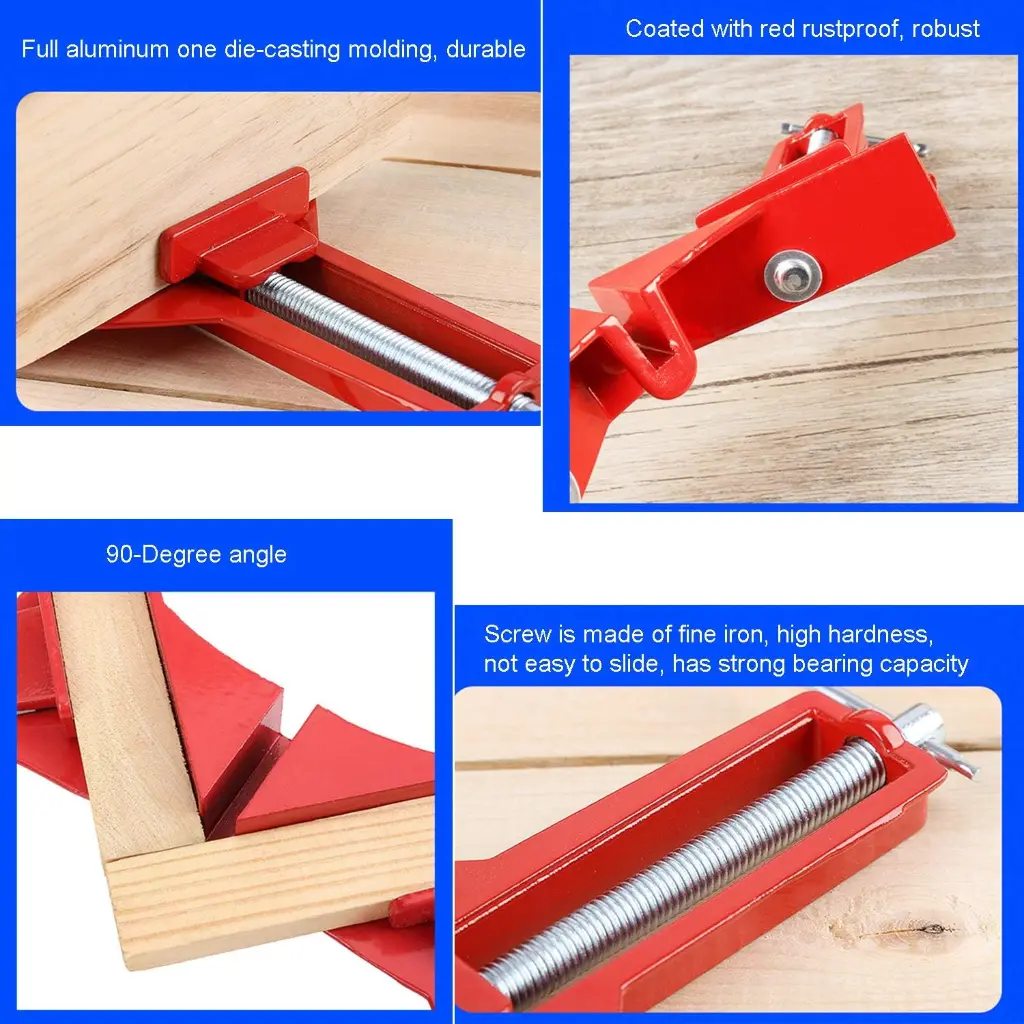 90 Degree Right Angle Clamps - Woodworking Set of 4, Adjustable Corner Square Clamp for Picture Frames, Welding, Fish-tanks, Cabinets, Shelf Holder, DIY Hand Tool 2.webp