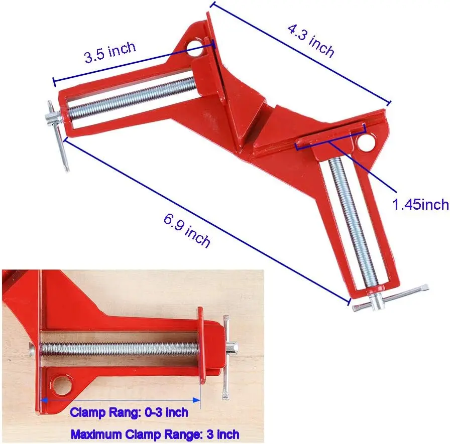 90 Degree Right Angle Clamps - Woodworking Set of 4, Adjustable Corner Square Clamp for Picture Frames, Welding, Fish-tanks, Cabinets, Shelf Holder, DIY Hand Tool 1.webp