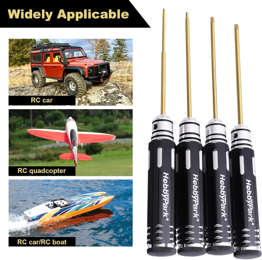 Hobbypark 1.5mm 2.0mm 2.5mm 3.0mm Hex Screw Driver Set Titanium Hexagon Screwdriver Allen Wrench Tool Kit for RC Car Multi-Axis FPV Racing Drone RC Quadcopter Helicopter Models_1.webp