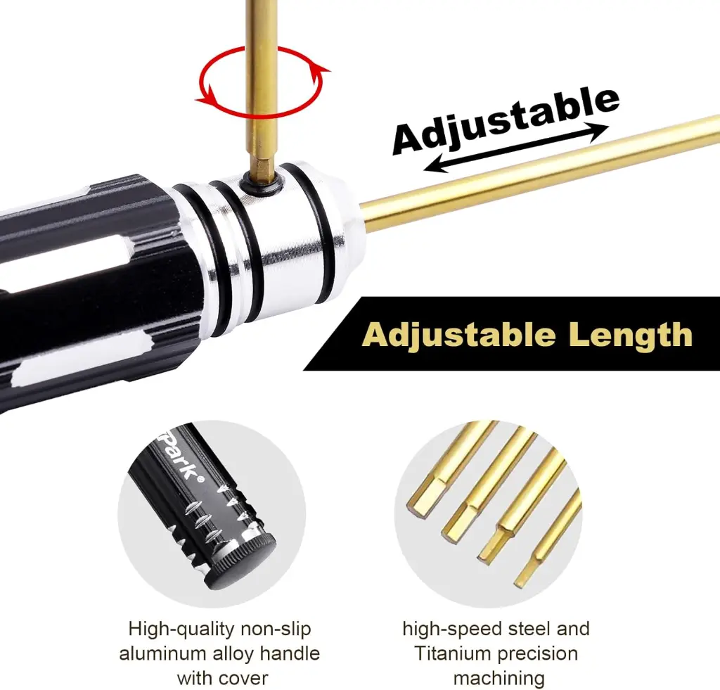 Hobbypark 1.5mm 2.0mm 2.5mm 3.0mm Hex Screw Driver Set Titanium Hexagon Screwdriver Allen Wrench Tool Kit for RC Car Multi-Axis FPV Racing Drone RC Quadcopter Helicopter Models_3.webp