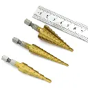 Step Drill Bit, HSS Straight Groove Step Drill Bit Titanium Coated Wood Metal Hole Cutter Core Cone Drilling Tools Set_3.webp