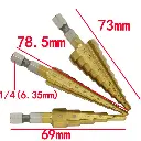 Step Drill Bit, HSS Straight Groove Step Drill Bit Titanium Coated Wood Metal Hole Cutter Core Cone Drilling Tools Set_1.webp