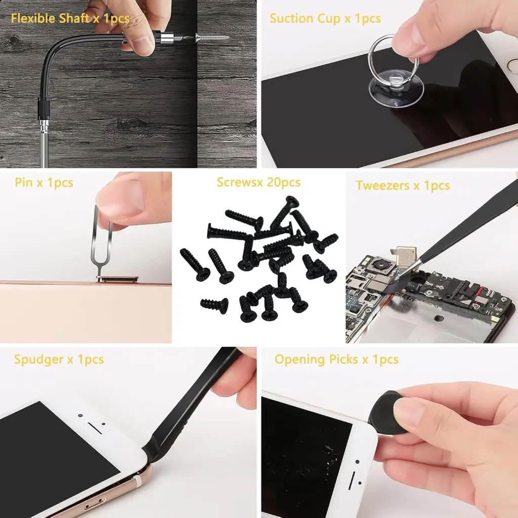 Ensemble de tournevis de précision 150-en-1, kit de tournevis compacts avec étui, outils de réparation électronique pour PC, ordinateur, ordinateur portable, iPhone, MacBook, lunettes, sonnette, montre, PS5, manette Xbox, RC (Noir)4.webp