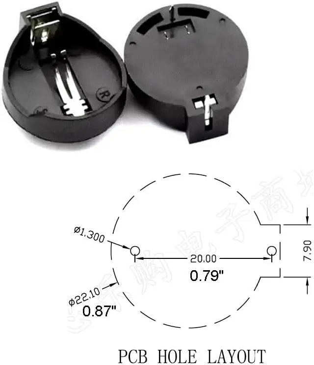 3V CR2032 Coin Cell Battery Holder Socket Holder Case Black_1.webp
