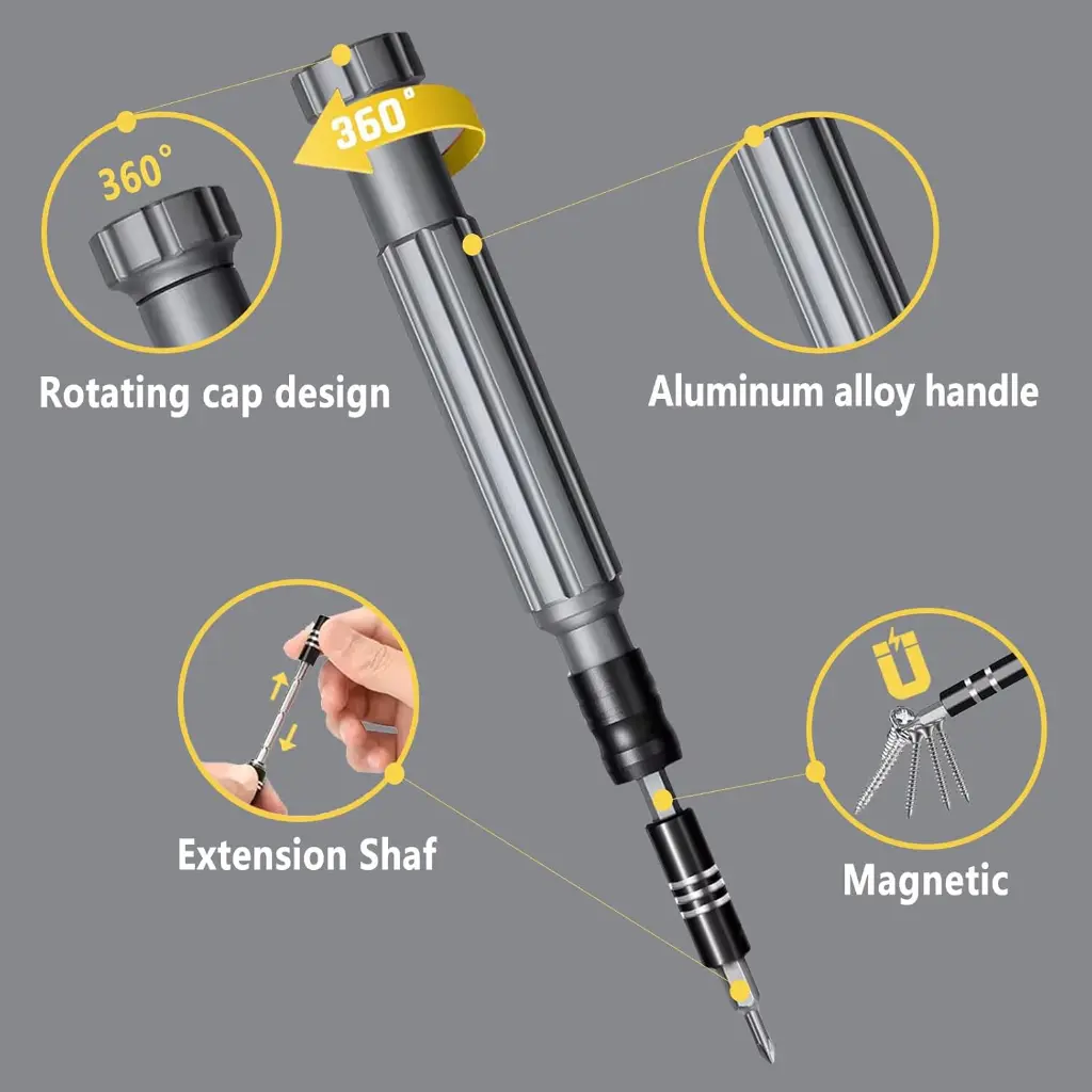 Ensemble de tournevis de précision 150-en-1, kit de tournevis compacts avec étui, outils de réparation électronique pour PC, ordinateur, ordinateur portable, iPhone, MacBook, lunettes, sonnette, montre, PS5, manette Xbox, RC (Noir)2.webp