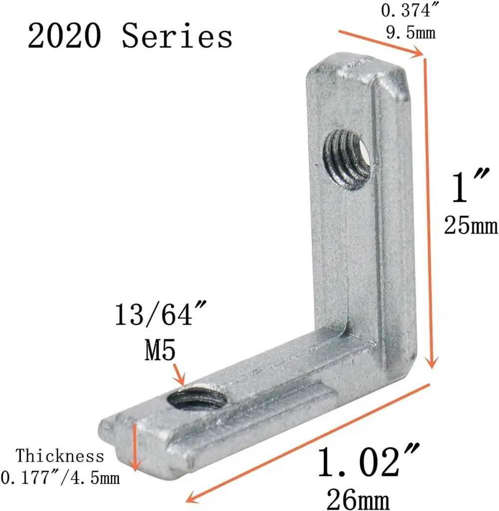 luminum Extrusion Profiles 1515 2020 3030 Series L-Shape T Slot Europe Standard Aluminum Profile Bracket Joint with Screws.webp