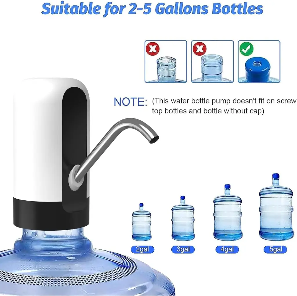 GetKen 5 Gallon Water Table Pump Rechargeable, Water Dispenser for 5 Gallon Bottle Bottom Loading, Portable USB Charging Automatic Drinking Mini Water Jug Dispenser, for Camping, Kitchen4.webp