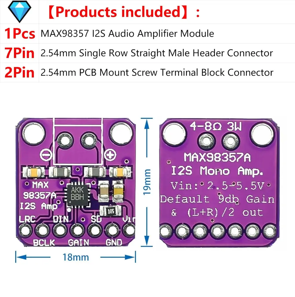 MAX98357 I2S Amplifier Module Audio Unfiltered Class D Amplifier Compatible with for Arduino Raspberry Pi ESP32 STM_1.webp