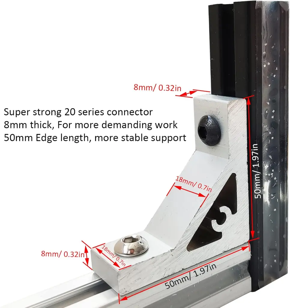 10Sets Heavy Duty 2020 Aluminum Extrusion Corner Brackets 20 Series Extrusion Connectors with 10PCS 2020 1.webp