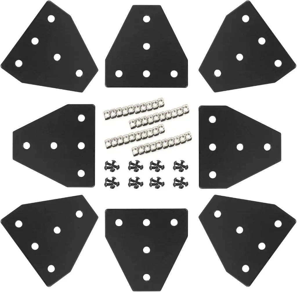 020 Aluminum Extrusion Connector Bracket Set Included 8PCS Joint Plates,1Pcs M3 Wrench,40Pcs M5 T-Slot Nuts and 40Pcs M5x8mm Hex Socket Cap Screw3.webp