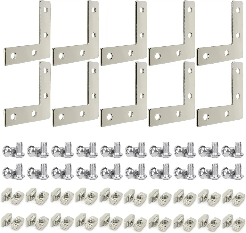 2020 Aluminum Extrusion T Slot Corner Bracket 20 Series Extruded Hardware L Shape Joint Plate with Nut Bolt for 20320  T V Slot Aluminum Profile Connector Accessories .webp