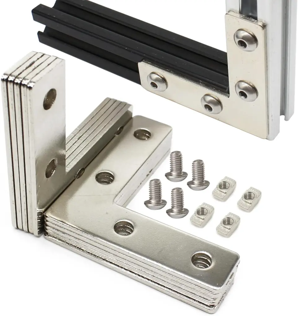 2020 Aluminum Extrusion T Slot Corner Bracket 20 Series Extruded Hardware L Shape Joint Plate with Nut Bolt for 20420  T V Slot Aluminum Profile Connector Accessories .webp