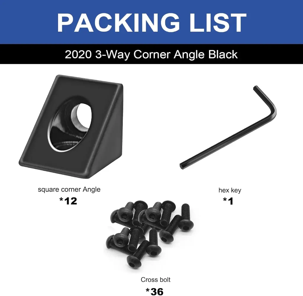 2020 2-Way Corner Angle Bracket Connector 2020 Extrusion Hardware T-Slot V-Slot Accessories with Screws and Nuts for 2020 Aluminum Extrusion Connector 3D Printer Accessories2.webp