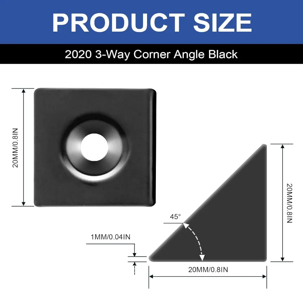 2020 2-Way Corner Angle Bracket Connector 2020 Extrusion Hardware T-Slot V-Slot Accessories with Screws and Nuts for 2020 Aluminum Extrusion Connector 3D Printer Accessories1.webp