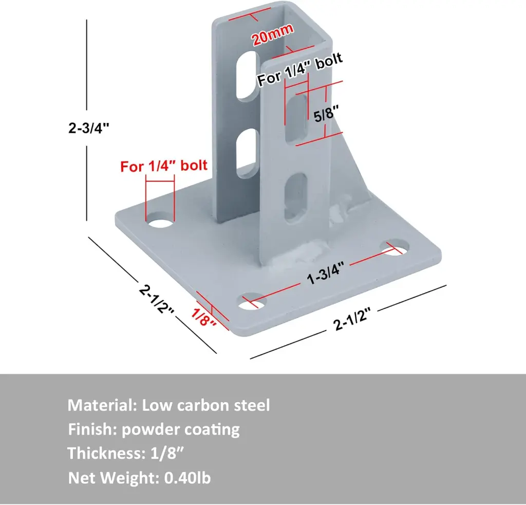 2020 Aluminum Extrusion Floor Mount Base Anchor Plate, Floor Bracket Flange Post Base for 20 x 20 T Slot Aluminum Profiles, 3mm Thickness4.webp