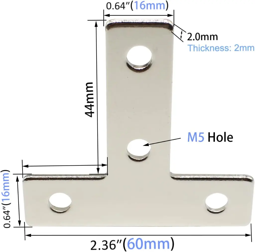 10 Sets Aluminum T Brackets - 10Pcs 2020 Profiles Joint Brackets with 40Pcs M5 T Slot Nuts and Bolts for T Slot Rail 4.webp
