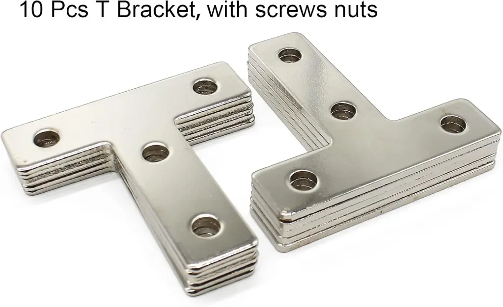 10 Sets Aluminum T Brackets - 10Pcs 2020 Profiles Joint Brackets with 40Pcs M5 T Slot Nuts and Bolts for T Slot Rail 2.webp