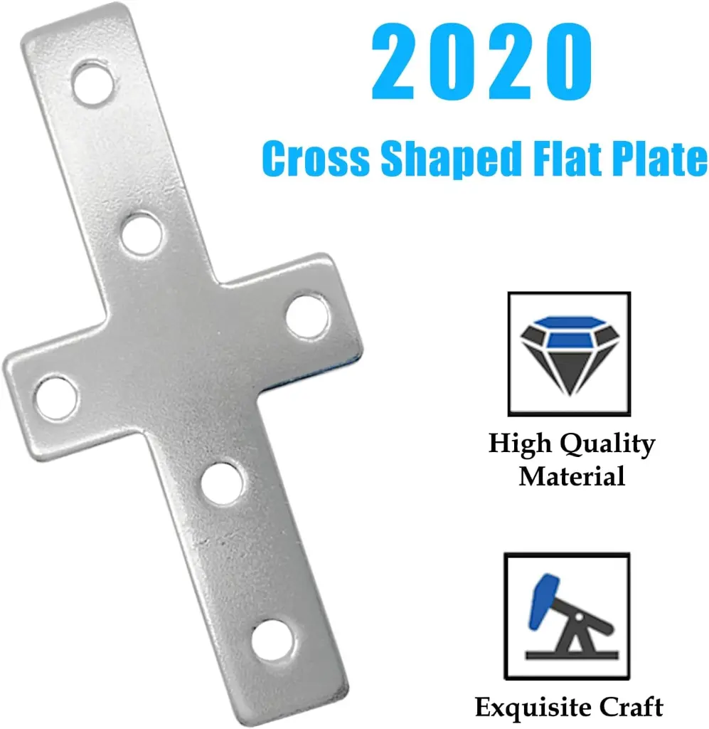 2020 Aluminum Extrusion Profile Connector Cross Shaped Flat Plate Set Included 4PCS Joint Plates, 24Pcs M5 T-Slot Nuts and 24Pcs M5x12mm Screws2.webp