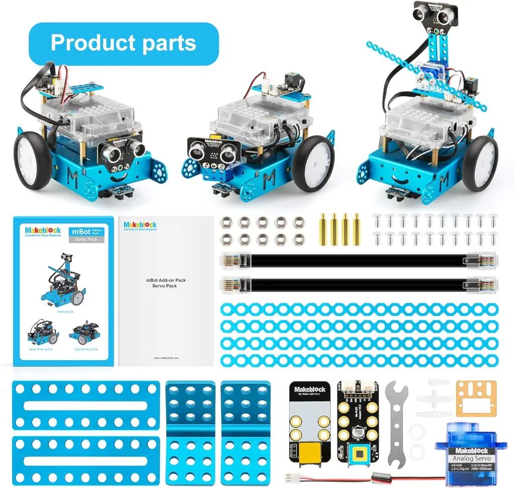 Makeblock mBot Robot Complementary Pack, Servo Pack, Robotic 3-in-1 Complementary Pack, 3 Cats 3 Shapes, Dancing Cat, Head Shaking Cat, Light Emitting Cat 4.webp
