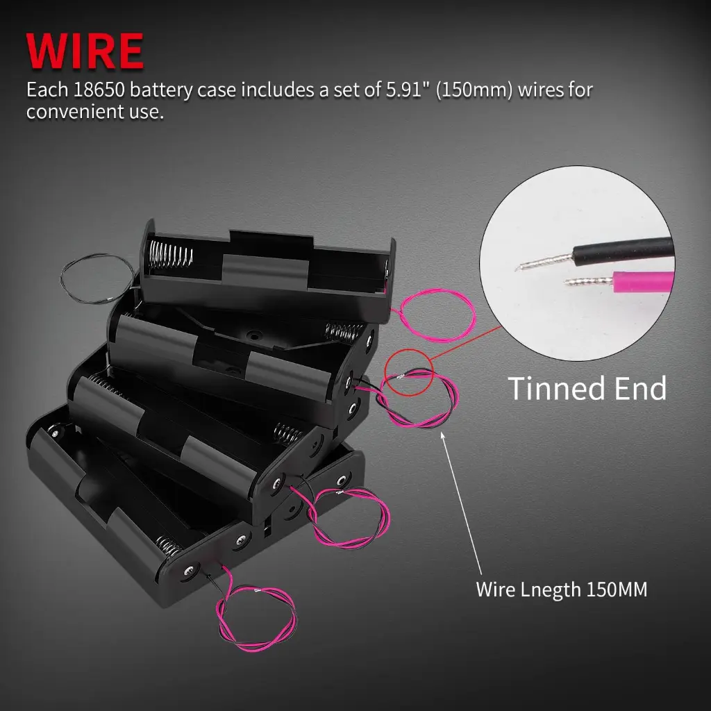 18650 Battery Holder 2 Slots, 3 slots, 4 slots 3.7V 18650 Battery Holder 18650 Battery Holder with Wires3.webp