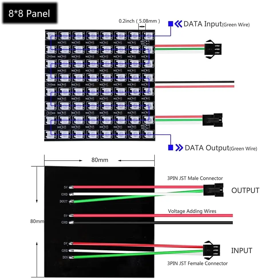 LED RGB WS2812 Layar Panel 8x8 8x32  Matrix 5V 5050 Arduino Pixel 1.webp
