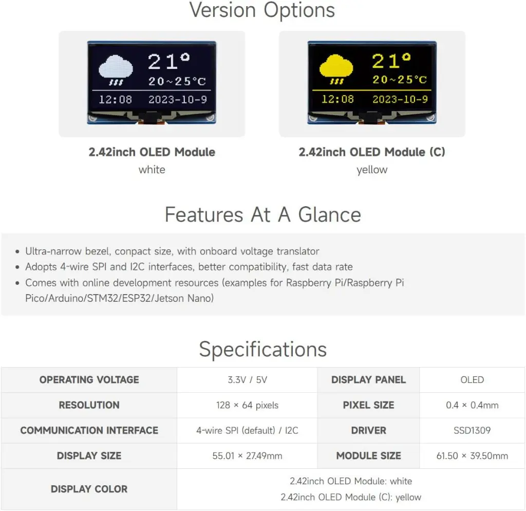 2.42inch OLED Display Module Panel 128×64 Resolution SPI_2.webp
