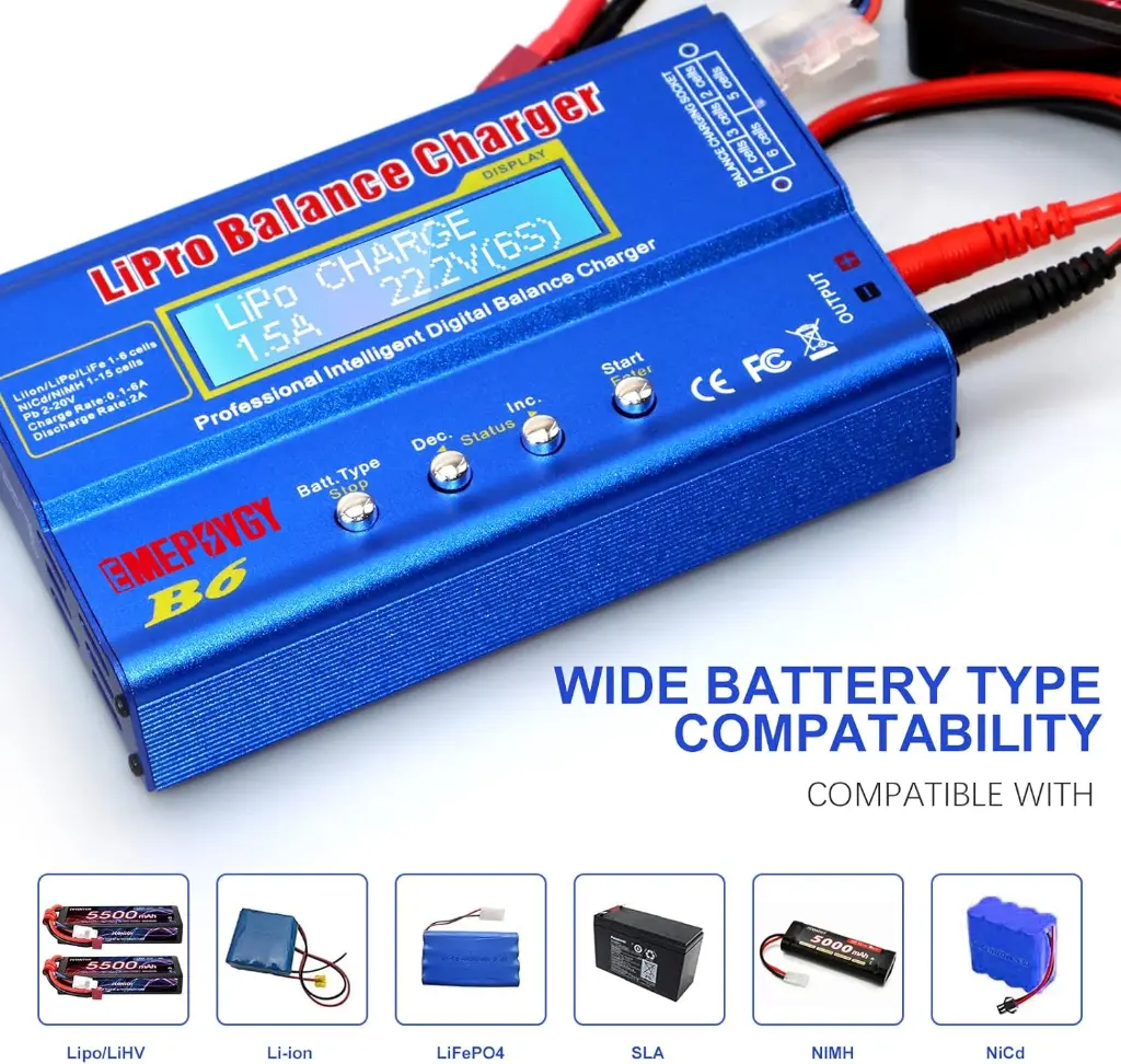 B6 Lipo Battery Balance Charger 80W 6A Discharger for NiMHNiCd (1-15S) LiPoLi-ionLife Battery (16S) RC Hobby Batteries Balance Charger with AC Power Supply 3.webp