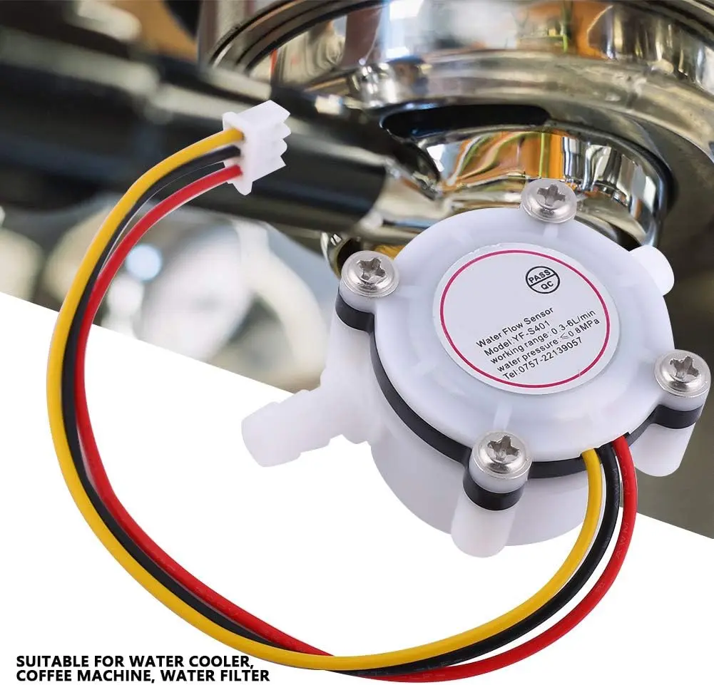 Water Flow Sensor, Stable Hall Effect Flow Meter YF S401 Plastic 50_ ± 10_ Suitable for Water Cooler, Coffee Machine and Water Filter, Liquid Level Sensor .webp