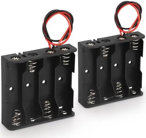  2PACK 4 AA Battery Holder housing with Leads,2PCS 4 x 1.5V AA Battery Holder Case, Without Cover 