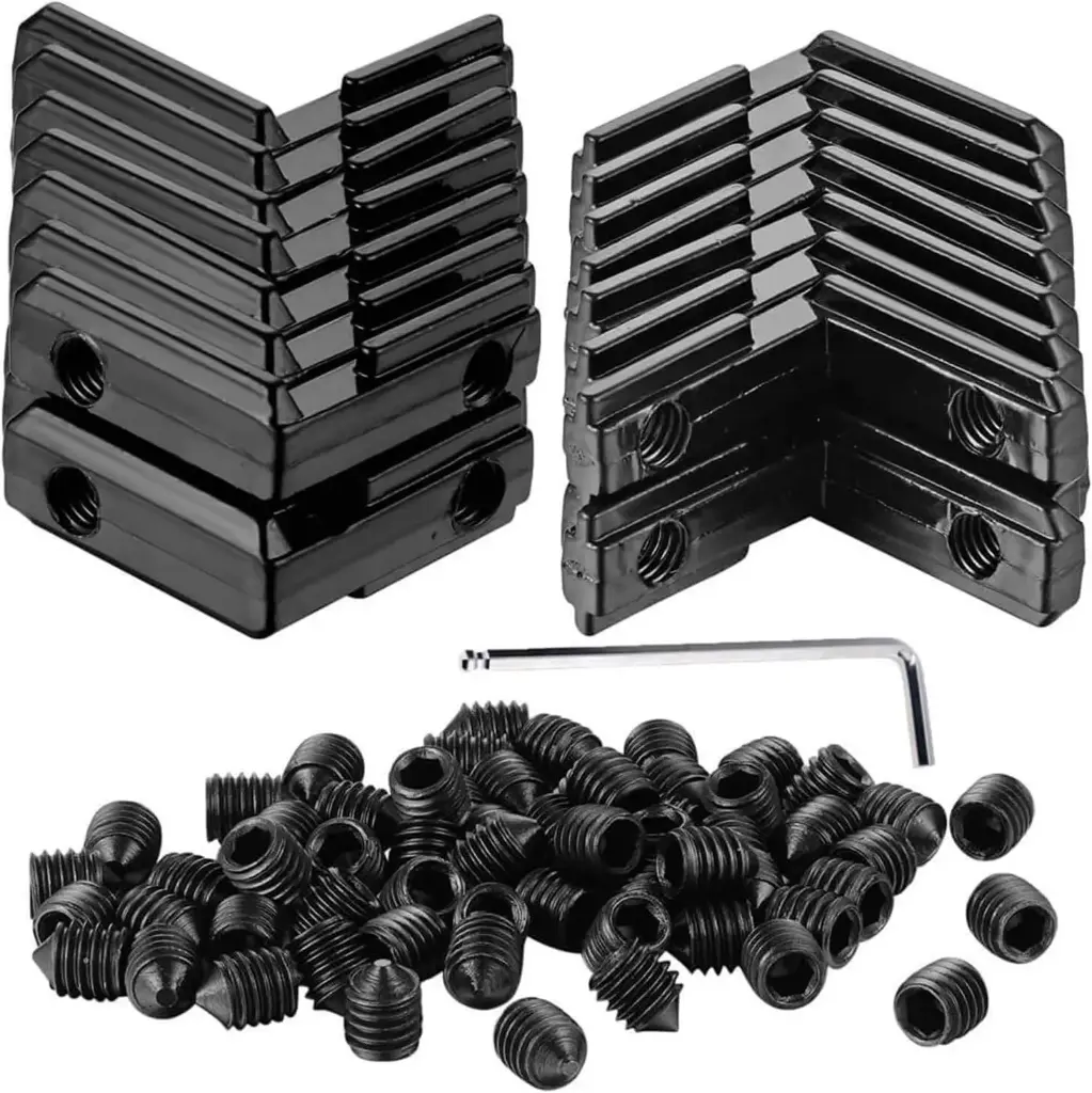 Équerre en L intérieure + vis – Connecteur d’angle pour profilés aluminium 2020 (rainure 6 mm)