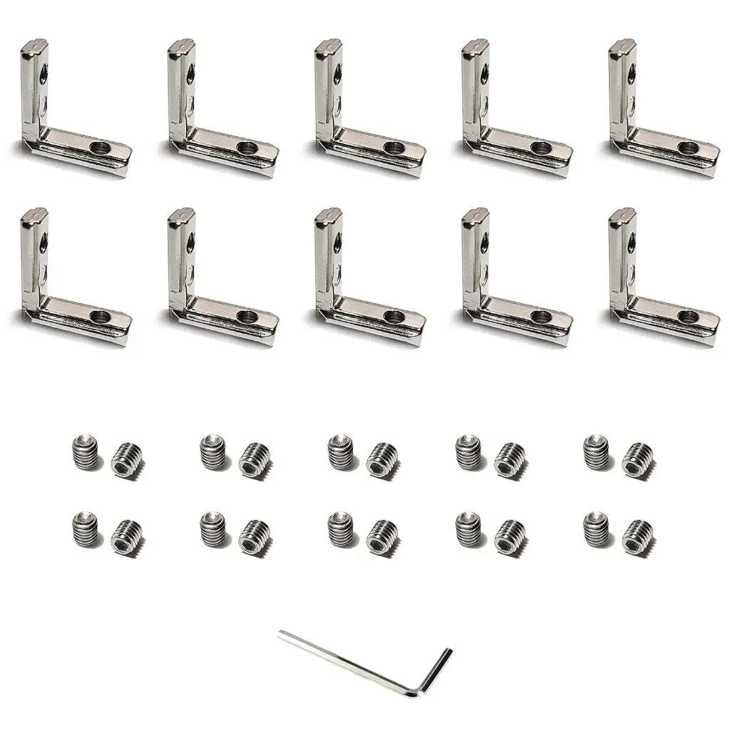 2020 Series T Slot L-Shape Interior Inside Corner Connector Joint Bracket with Screws and Wrench for  Slot Aluminum Profile Extrusion Linear Rail Accessories
