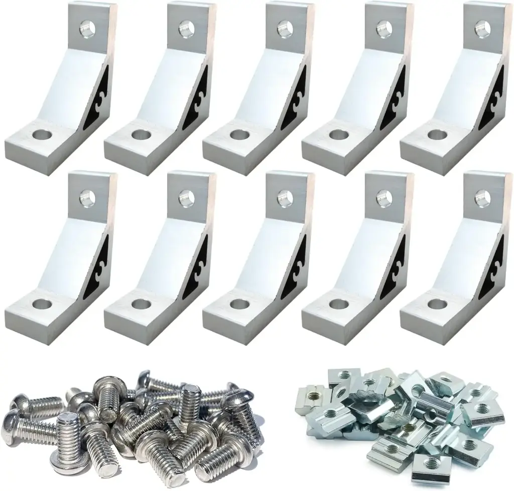  Heavy Duty 2020 Aluminum Extrusion Corner Brackets 20 Series Extrusion Connectors with 2020 Aluminum Extrusion Profiles T Slot L Bracket  Screws 2020 T Nut