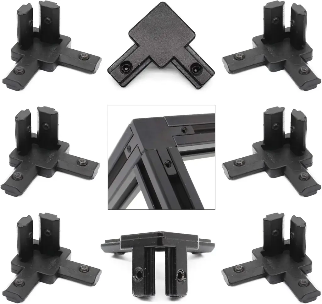 Connecteur d’angle 3 voies (triangulaire) noir + vis de blocage – Pour profilés aluminium 2020 T-slot / V-slot