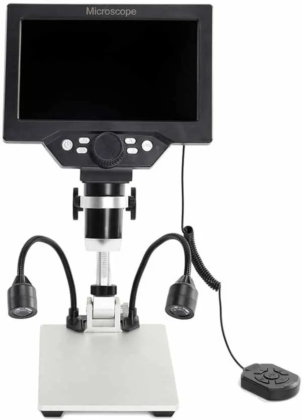Portable 7 inch LCD Digital Microscope 1200X Zoom 12MP High-Resolution for Soldering & PCB Inspection Continuous Magnification A 