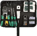 Network Tool Kit Professional Network Maintenance LAN Cable Tester, RJ45 Crimper 9 in 1 Repair Tools RJ45 Crimp Tool, 8P8C RJ45 Connectors, Cable Tester, Screwdriver, Stripping Pliers 