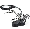 Aide à la soudure - Loupe de bureau à LED ZRAMO avec lentille rotative à 360 degrés, grossissement 3,5X et 12X, éclairée, avec pince et clips alligator, loupe de table mains libres rouge