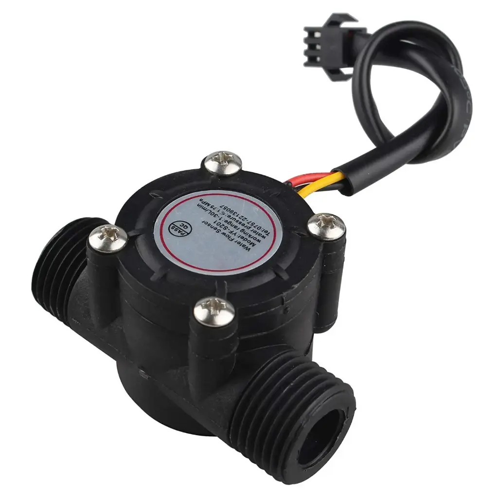 Water Flow Sensor YF-S201 1-30L/min Flow Meter Surface Mount Electrical Signal for Water Treatment Plumbing Irrigation 