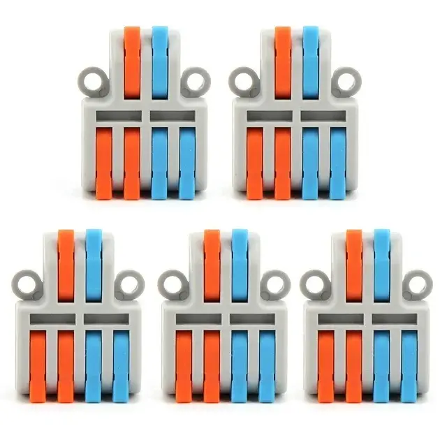 2 entrées 4 sorties  6mm² Connecteurs Électriques Rapides à Levier pour Domino Électrique et Cosses Électriques - Compatible avec Câbles 6mm², Goulottes et Raccords Étanches