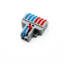 2 entrées / 6 sorties | 250 V – 32 A connecteurs de fils électriques mini type T | Câblage rapide et compact 