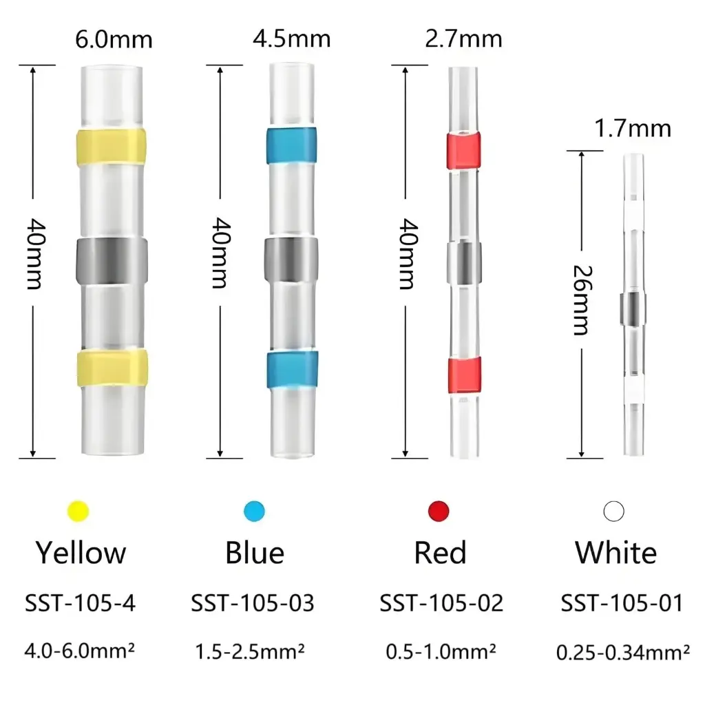Heat Shrink Solder Wire Connector Waterproof Insulated Wire Connector for Marine Aircraft Boat Truck Stereo Joint 