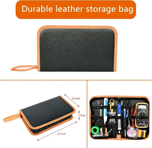 Kit de fer à souder, 60 W à température réglable, multimètre numérique, de soudure, fil, support, pompe à dessouder, tresse à dessouder, pinces, outil de soudure